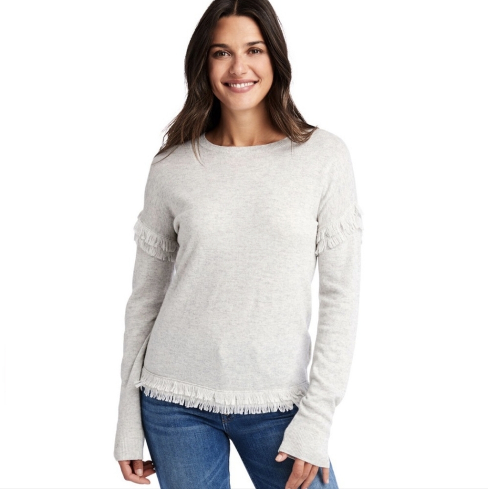 🚫 Vineyard Vines | Drop Shoulder Fringe Textured Sweater Size XL Wool Cashmere